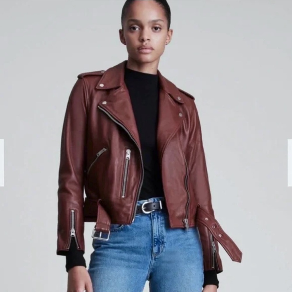 All Saints Brown Leather Jacket  
**LIKE NEW**